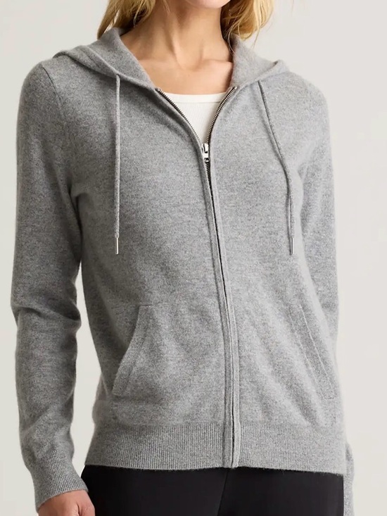 Quince Sweaters - Quince 100% Cashmere Gray Full-Zip Hoodie